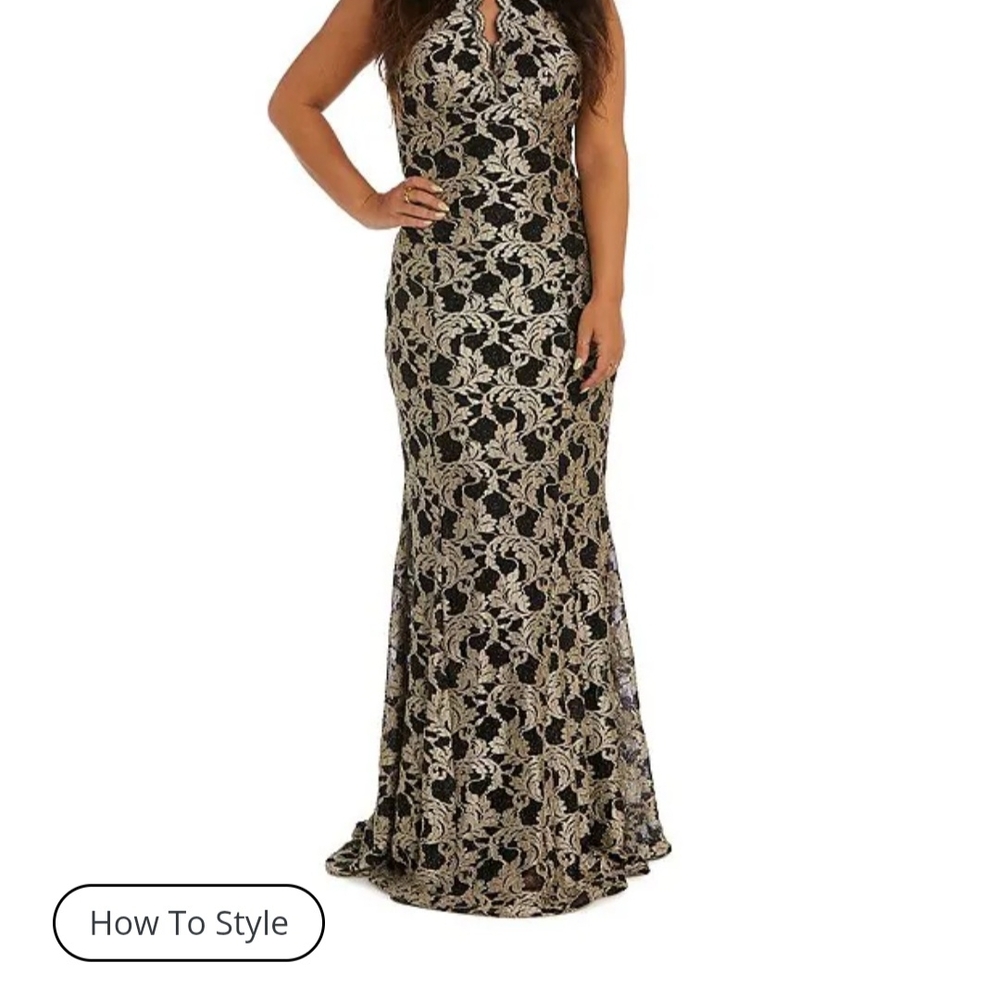 Black and Gold Lace Maxi Dress